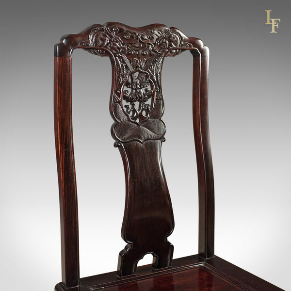Traditional Oriental Rosewood Set of 4 Dining Chairs, Late 20th - London Fine Antiques