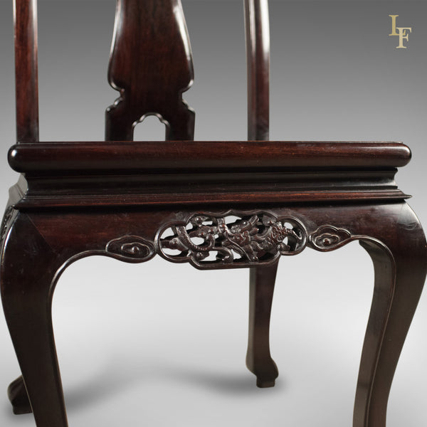 Traditional Oriental Rosewood Set of 4 Dining Chairs, Late 20th - London Fine Antiques