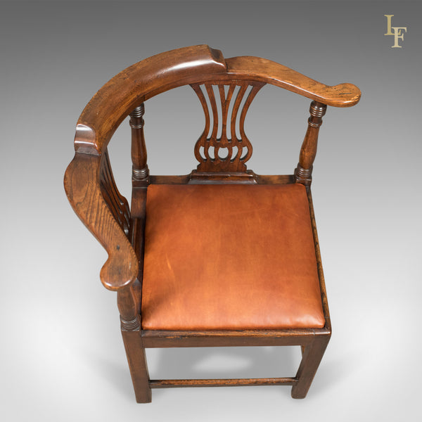 Victorian Antique Bow-Back Corner Chair, English Oak, c.1880 - London Fine Antiques
