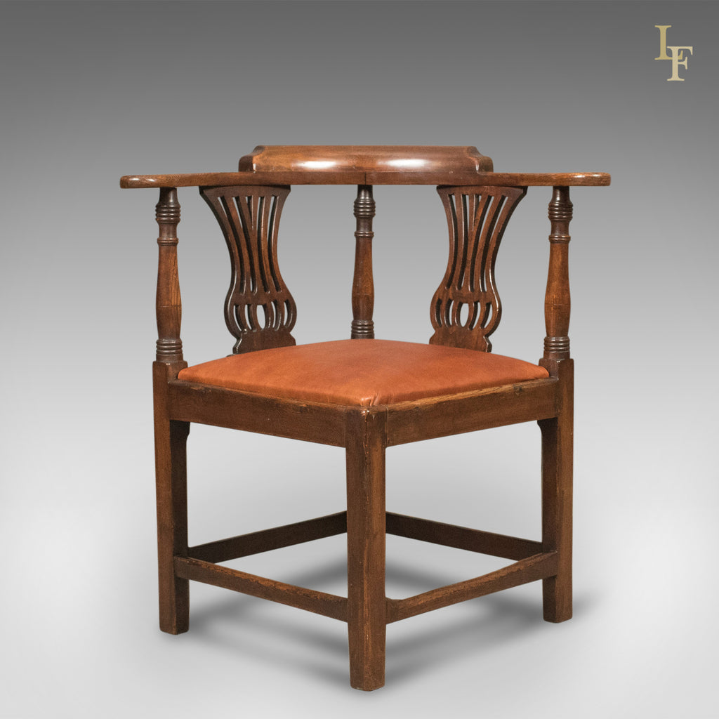 Victorian Antique Bow-Back Corner Chair, English Oak, c.1880 - London Fine Antiques