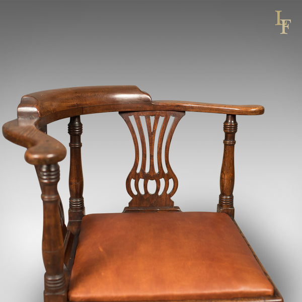 Victorian Antique Bow-Back Corner Chair, English Oak, c.1880 - London Fine Antiques