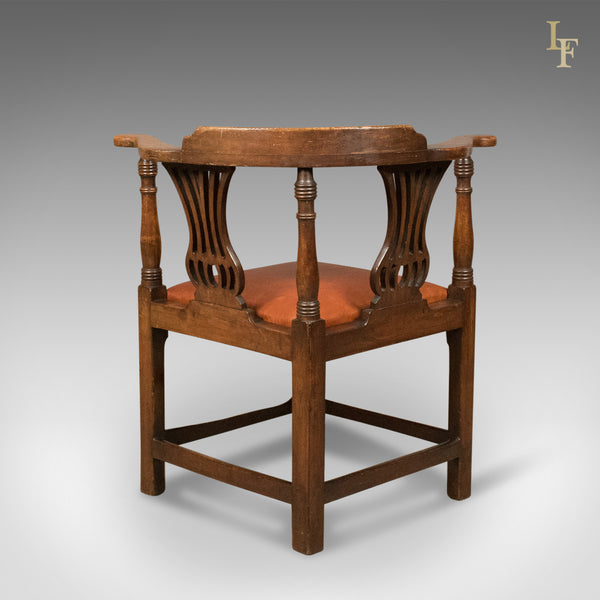 Victorian Antique Bow-Back Corner Chair, English Oak, c.1880 - London Fine Antiques