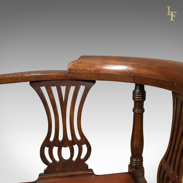 Victorian Antique Bow-Back Corner Chair, English Oak, c.1880 - London Fine Antiques