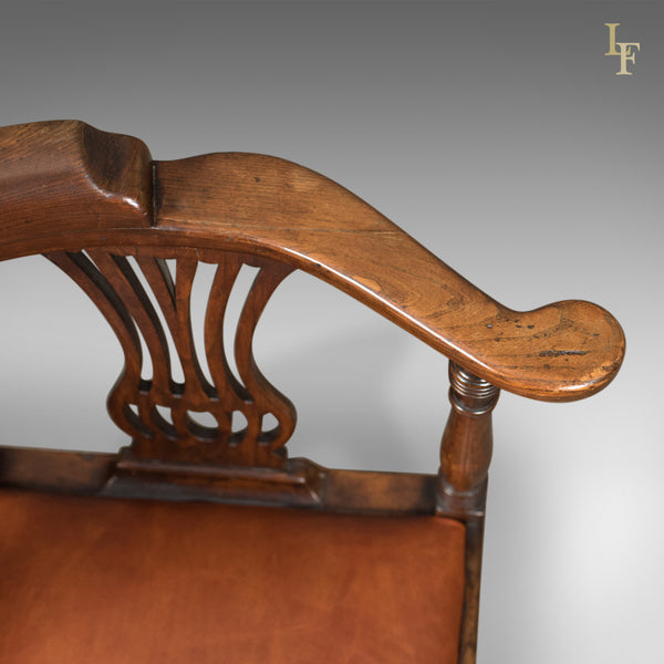 Victorian Antique Bow-Back Corner Chair, English Oak, c.1880 - London Fine Antiques