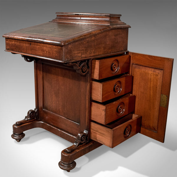 Victorian Antique Davenport, English Oak Writing Desk, Bureau Circa 1870 - London Fine Antiques
