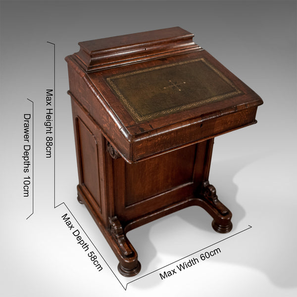 Victorian Antique Davenport, English Oak Writing Desk, Bureau Circa 1870 - London Fine Antiques