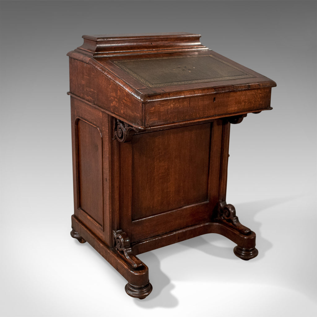 Victorian Antique Davenport English Oak Writing Desk Bureau Circa 1870