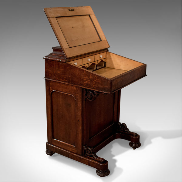 Victorian Antique Davenport, English Oak Writing Desk, Bureau Circa 1870 - London Fine Antiques