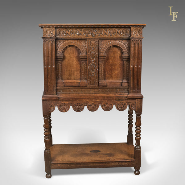 Victorian Antique Livery Cupboard in the 17th Century Taste, English, Oak c.1880 - London Fine Antiques