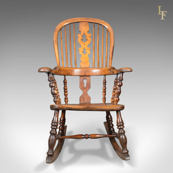 Victorian Antique Windsor Rocking Chair, English Armchair, Yorkshire c.1850 - London Fine Antiques