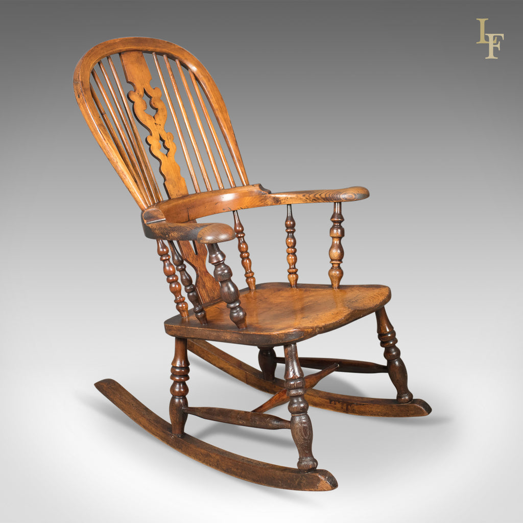 Victorian Antique Windsor Rocking Chair English Armchair