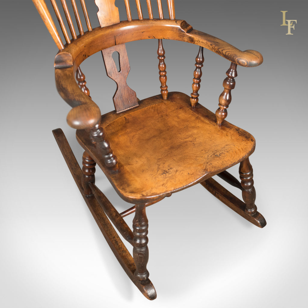 Victorian Antique Windsor Rocking Chair, English Armchair, Yorkshire c ...