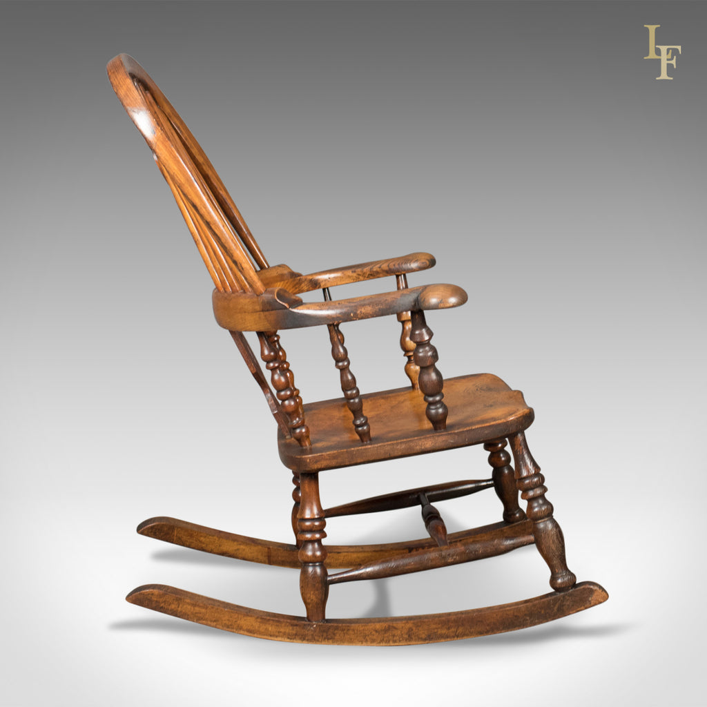 Victorian Antique Windsor Rocking Chair, English Armchair, Yorkshire c ...