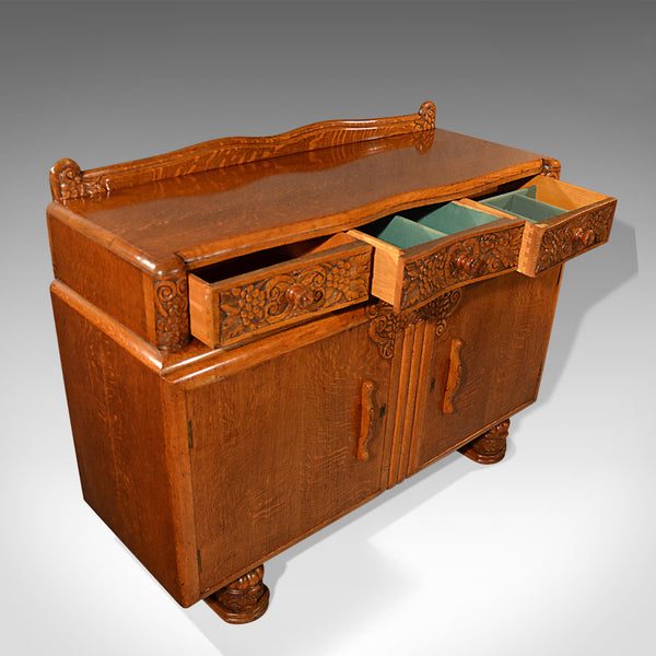 Vintage Art Deco Sideboard, English Buffet Cabinet, Oak, Circa 1940 - London Fine Antiques