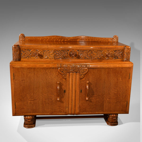 Vintage Art Deco Sideboard, English Buffet Cabinet, Oak, Circa 1940 - London Fine Antiques
