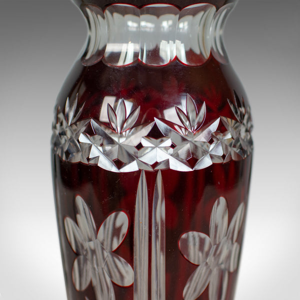 Vintage Baluster Glass Vase, Claret, Cut, Art Deco Taste, Mid 20th Century - London Fine Antiques