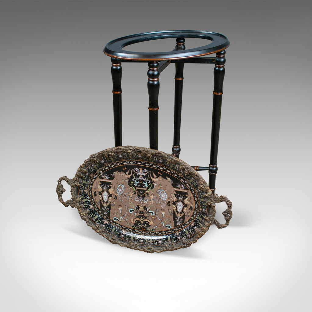 Vintage Butlers Tray Table, Italian, Mannerist Revival, Enamel, Ebonised C20th - London Fine Antiques