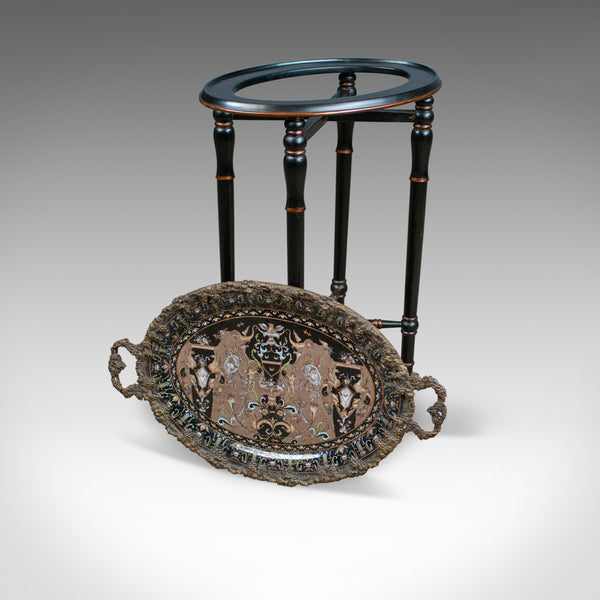 Vintage Butlers Tray Table, Italian, Mannerist Revival, Enamel, Ebonised C20th - London Fine Antiques