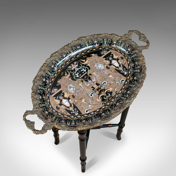 Vintage Butlers Tray Table, Italian, Mannerist Revival, Enamel, Ebonised C20th - London Fine Antiques