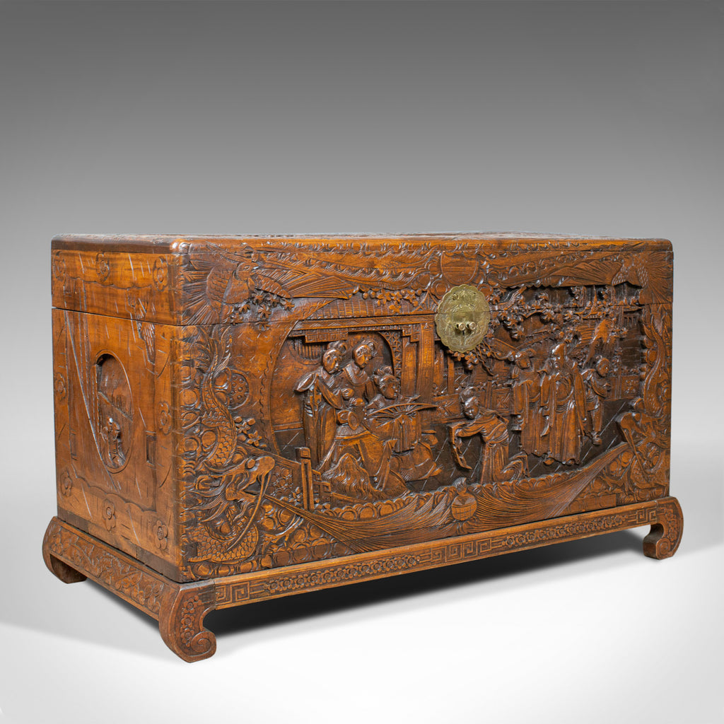 Vintage Camphor Wood Chest, Oriental, Carved, Trunk, Circa 1930 - London Fine Antiques
