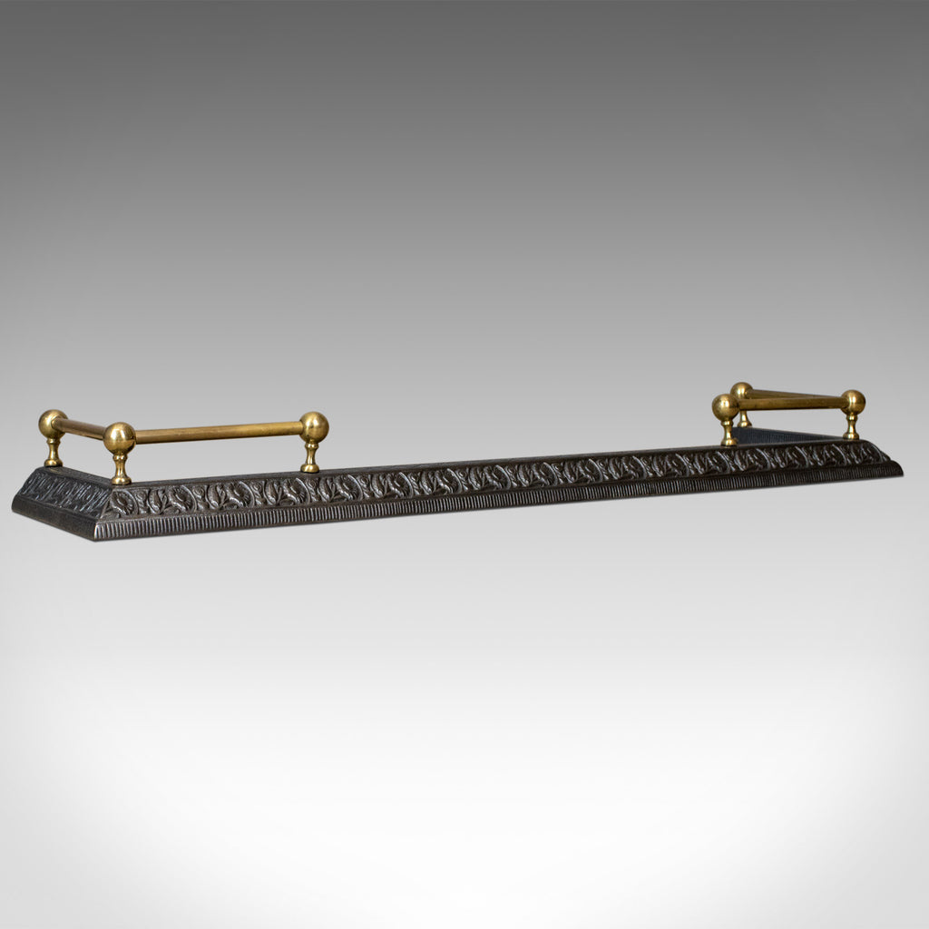 Vintage Cast Iron Fire Kerb, C20th Fireplace Hearth Surround, Art Nouveau Taste - London Fine Antiques