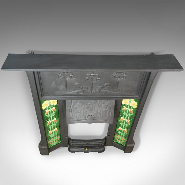 Vintage Cast Iron Fire Surround, Art Nouveau Taste, Late 20th Century - London Fine Antiques