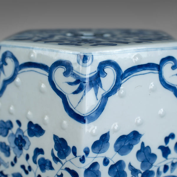 Vintage Ceramic Garden Stool, Chinese, Blue & White, Seat, Plant Stand, C20th - London Fine Antiques