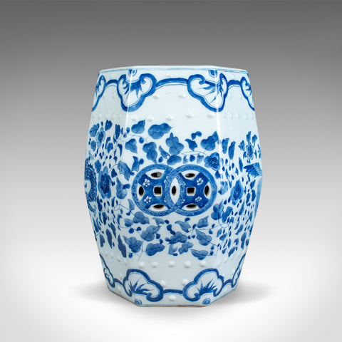 Vintage Ceramic Garden Stool, Chinese, Blue & White, Seat, Plant Stand, C20th - London Fine Antiques