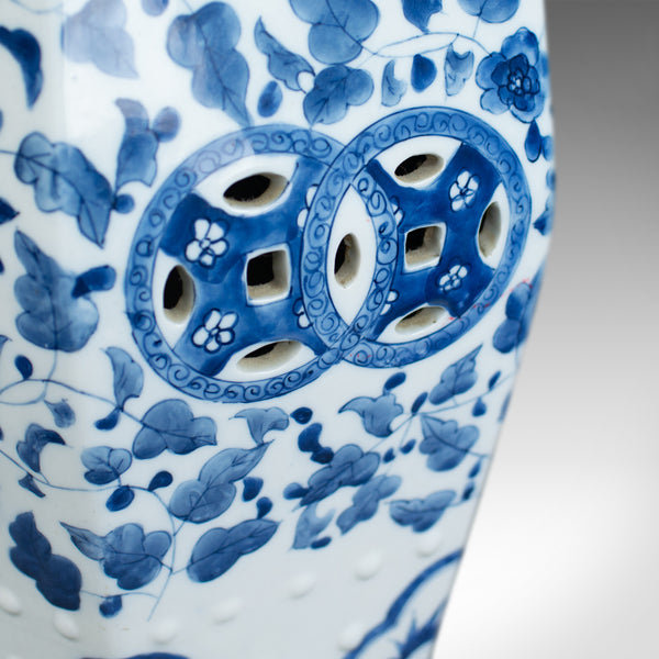 Vintage Ceramic Garden Stool, Chinese, Blue & White, Seat, Plant Stand, C20th - London Fine Antiques