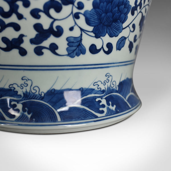 Vintage Chinese Baluster Jar, Oriental Blue & White Cermaic Vase, Mid-Late C20th - London Fine Antiques