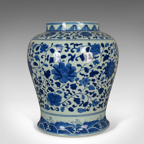 Vintage Chinese Baluster Jar, Oriental Blue & White Cermaic Vase, Mid-Late C20th - London Fine Antiques