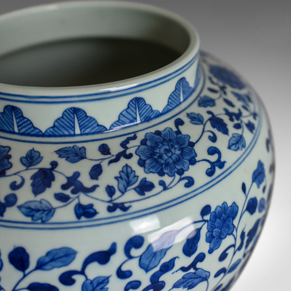 Vintage Chinese Baluster Jar, Oriental Blue & White Cermaic Vase, Mid-Late C20th - London Fine Antiques