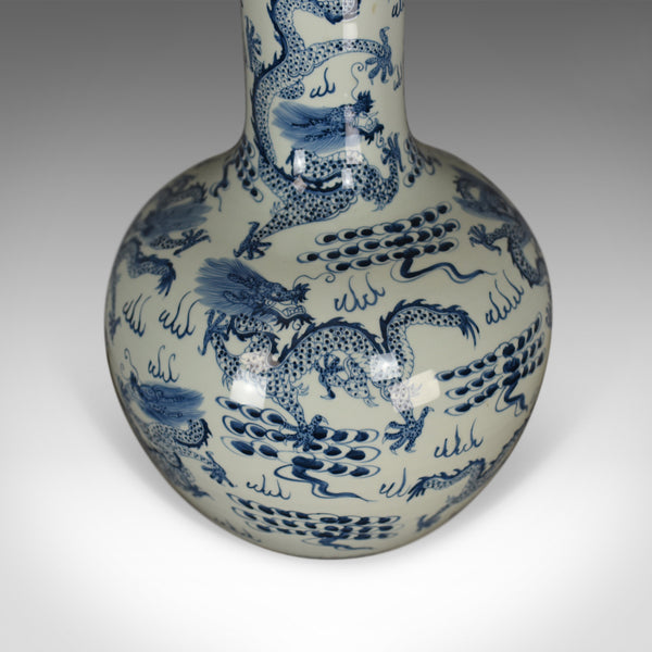 Large Vintage Chinese Bottle Vase, Oriental, Ceramic, Jar, Blue & White, C20th - London Fine Antiques