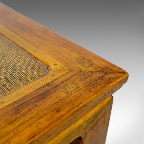 Vintage Chinese Elm and Rattan Coffee Table, Late 20th Century - London Fine Antiques