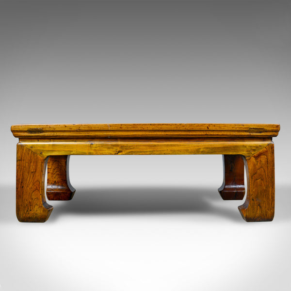 Vintage Chinese Elm and Rattan Coffee Table, Late 20th Century - London Fine Antiques