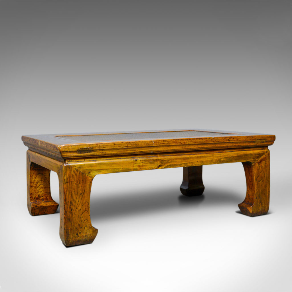 Vintage Chinese Elm and Rattan Coffee Table, Late 20th Century - London Fine Antiques