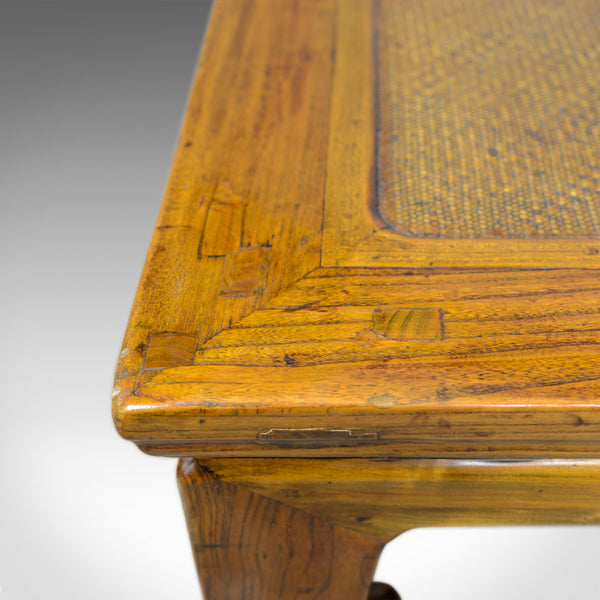 Vintage Chinese Elm and Rattan Coffee Table, Late 20th Century - London Fine Antiques