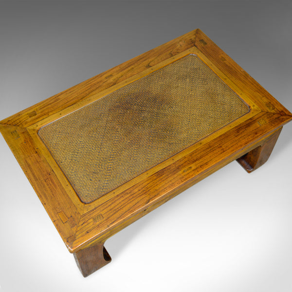Vintage Chinese Elm and Rattan Coffee Table, Late 20th Century - London Fine Antiques