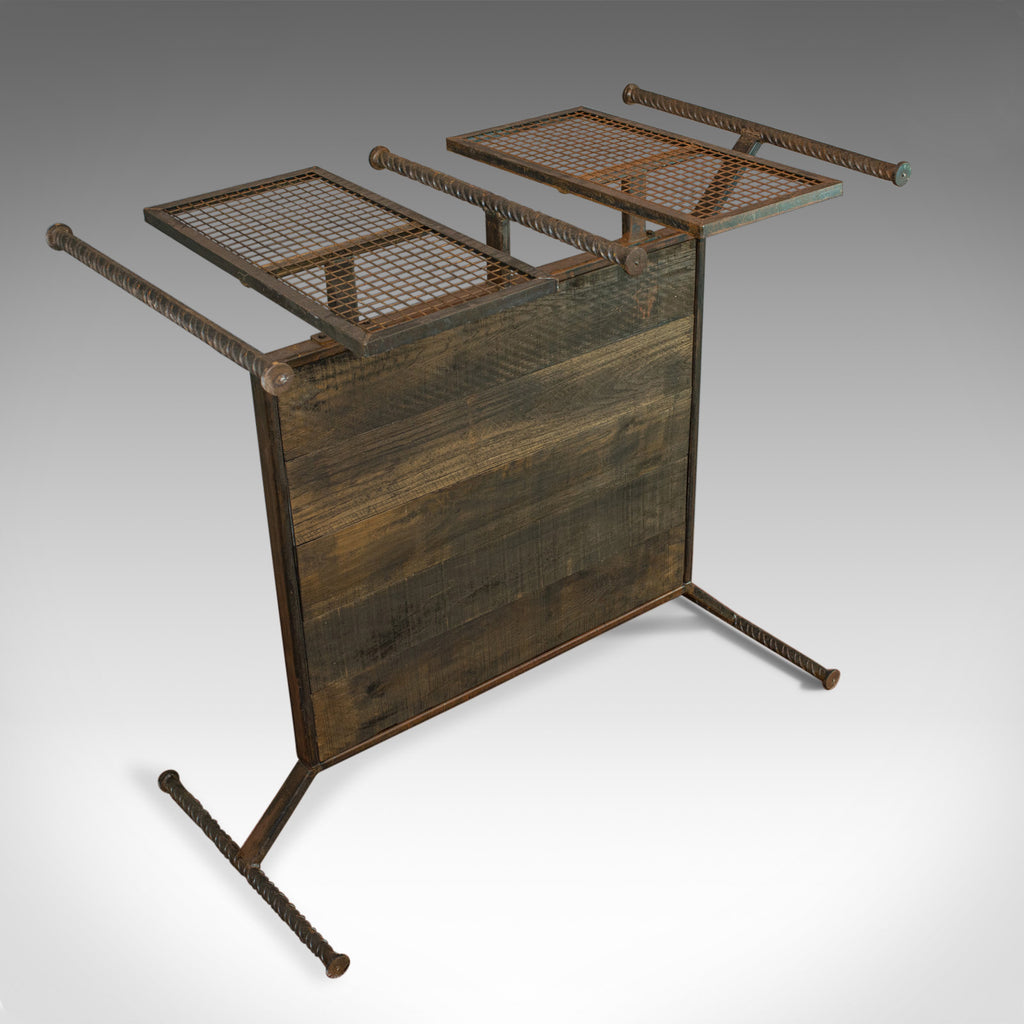 Vintage Clothes Hanging Rail, Steel, Oak, Retail Display, Industrial Taste C20th - London Fine Antiques