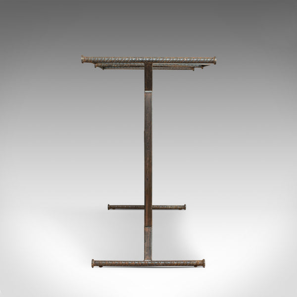 Vintage Clothes Hanging Rail, Steel, Oak, Retail Display, Industrial Taste C20th - London Fine Antiques