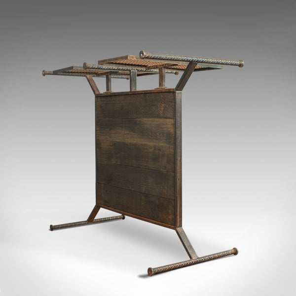Vintage Clothes Hanging Rail, Steel, Oak, Retail Display, Industrial Taste C20th - London Fine Antiques