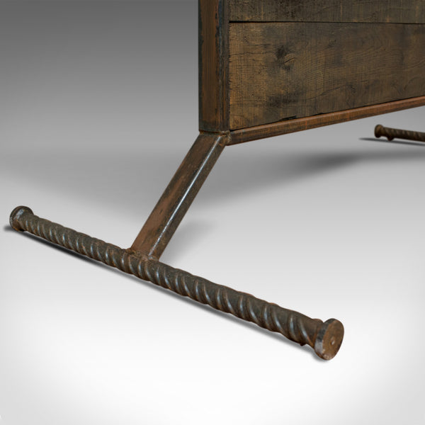 Vintage Clothes Hanging Rail, Steel, Oak, Retail Display, Industrial Taste C20th - London Fine Antiques