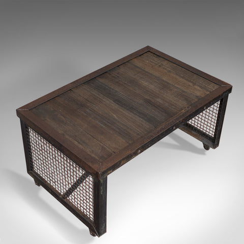 Vintage Coffee Table, Industrial Taste, English, Steel, Oak, 20th Century - London Fine Antiques