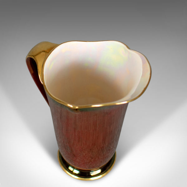 Vintage, Crown Devon Ewer, Decorative Jug, 3322, Rouge, Gold, Pearlescent C20th - London Fine Antiques