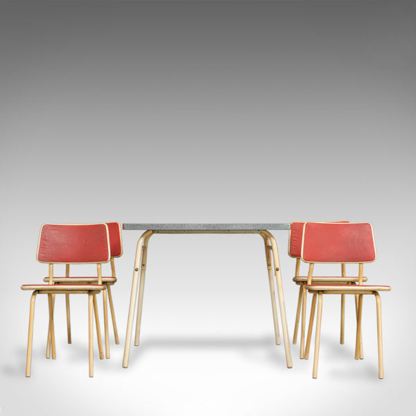 Vintage Dining Room Set, French, Steel, Table, Chairs, Art Deco, Circa 1950 - London Fine Antiques