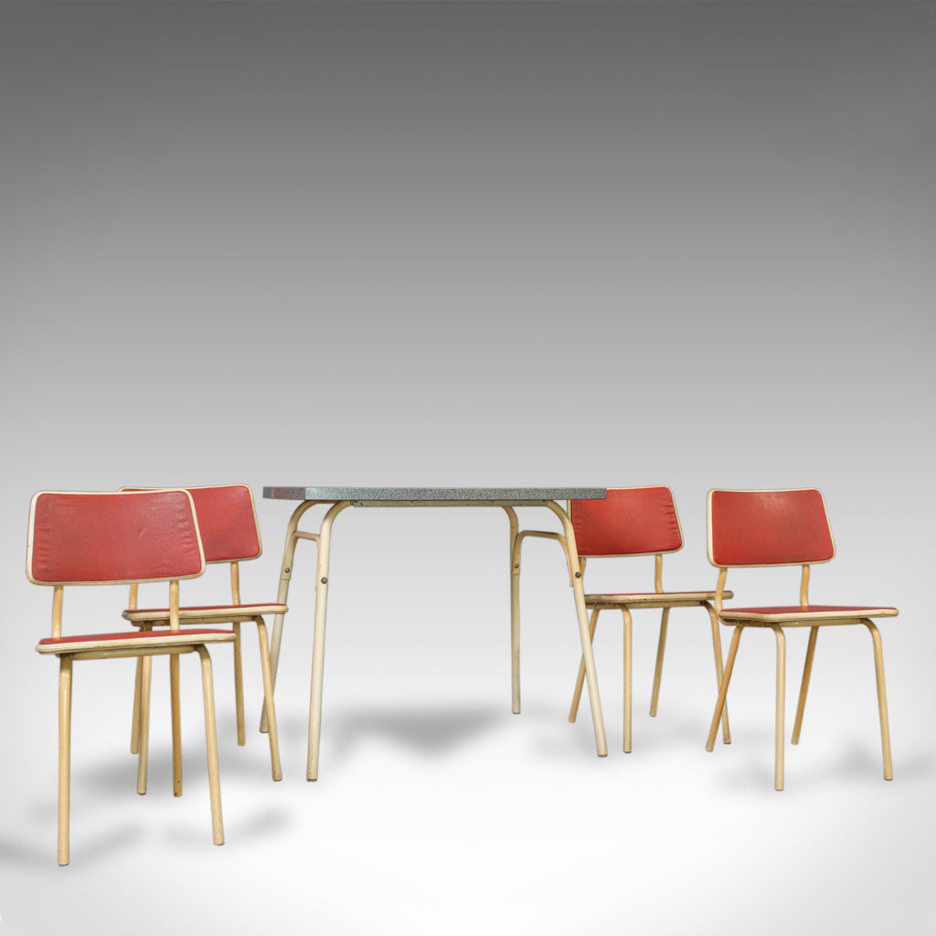 Vintage Dining Room Set, French, Steel, Table, Chairs, Art Deco, Circa 1950 - London Fine Antiques