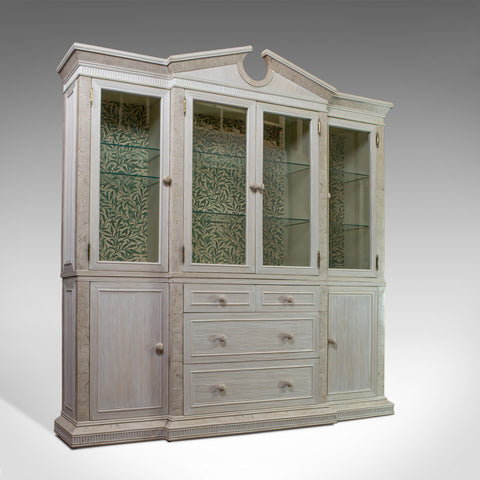 Vintage Display Cabinet, English, Beech, Travertine, Breakfront, Classical c1980 - London Fine Antiques