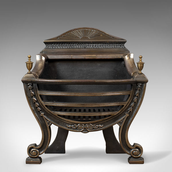 Vintage Fire Basket, English, 20th Century Georgian Revival Fireplace Grate - London Fine Antiques