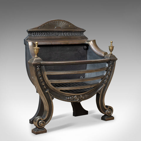Vintage Fire Basket, English, 20th Century Georgian Revival Fireplace Grate - London Fine Antiques