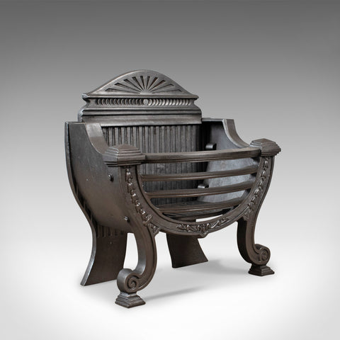 Vintage Fire Basket, Mid-Century Georgian Revival Fireplace Grate, English C20th - London Fine Antiques